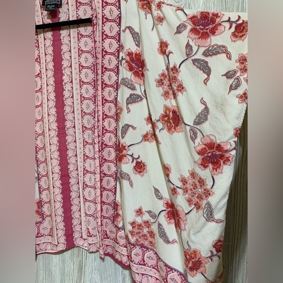 Angie Boho Floral Mixed Print Flowy Open Front Kimono Blouse Top M - Picture 11 of 11
